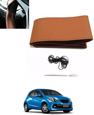 MSNP Hand Stiched Steering Cover For Honda Brio(Tan, Leatherite)