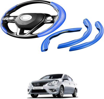 Pecunia Steering Cover For Universal For Car Versa(Carbon Fiber Blue, Polyurethane)
