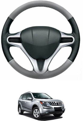 MATIES Steering Cover For Mahindra XUV 500(Grey, Black, Leather)