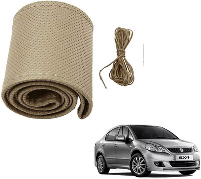 ARNEJA Hand Stiched Steering Cover For Maruti SX4(Beige, Leather)