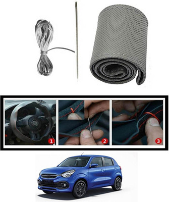monolive Hand Stiched Steering Cover For Universal For Car Celerio(Grey, Leatherite)