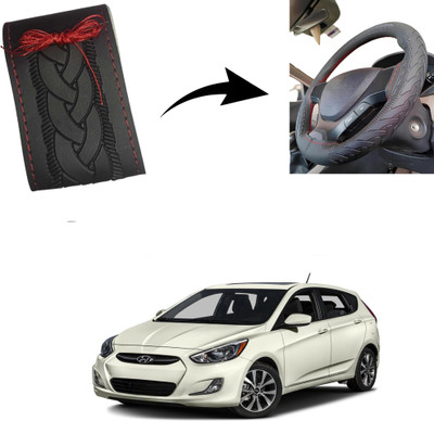 Autoinnovation Hand Stiched Steering Cover For Hyundai Xcent(Black, Leather)