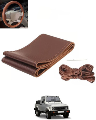 monolive Hand Stiched Steering Cover For Universal For Car Gypsy King(Brown, Leatherite)