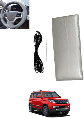 MSNP Hand Stiched Steering Cover For Mahindra TUV 300(Silver, Leatherite)