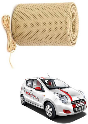 RKPSP Hand Stiched Steering Cover For Universal For Car A-Star(Beige, Leatherite)