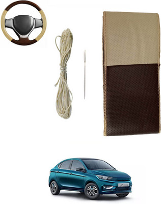 monolive Hand Stiched Steering Cover For Volkswagen Universal For Car(Brown/Beige, Leatherite)