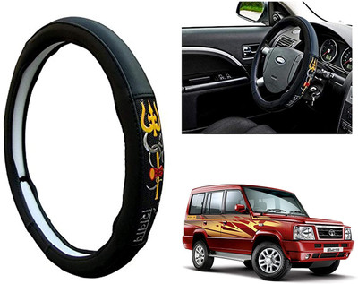 GS Grow n Shine Hand Stiched Steering Cover For Tata Sumo(Black, Leatherite)