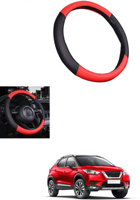 MATIES Steering Cover For Nissan Universal For Car(Red/Black, Leather)