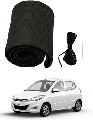 ARNEJA Hand Stiched Steering Cover For Hyundai i10(Black, Leather)