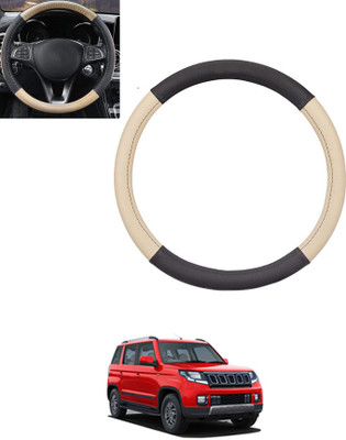 monolive Hand Stiched Steering Cover For Mahindra TUV 300(Beige, Black, Leatherite)