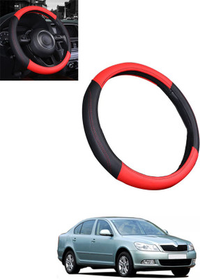 ABJD Steering Cover For Skoda Laura(Red, Black, Leatherite)