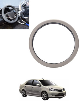 monolive Hand Stiched Steering Cover For Toyota Etios Liva(Silver, Leatherite)