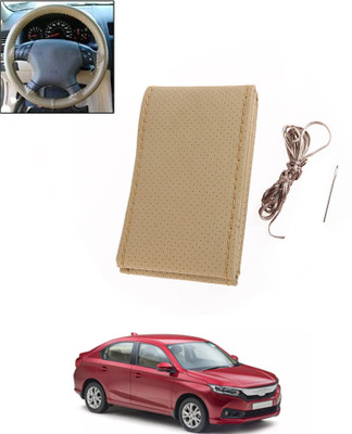 ABJD Hand Stiched Steering Cover For Honda Amaze(Beige, Leatherite)