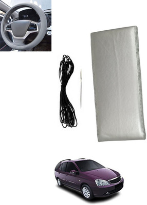 monolive Hand Stiched Steering Cover For Tata Indigo Marina(Silver, Leatherite)