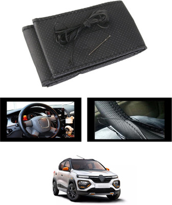 MATIES Hand Stiched Steering Cover For Renault Universal For Car(Black, Leatherite)