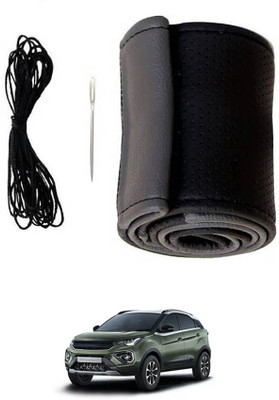 RKPSP Hand Stiched Steering Cover For Tata Universal For Car(Grey, Black, Leatherite)