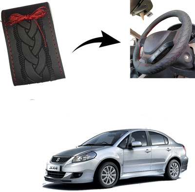 Autoinnovation Hand Stiched Steering Cover For Maruti SX4(Black, Leather)