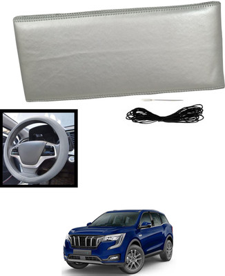 MATIES Hand Stiched Steering Cover For Mahindra Universal For Car(Silver, Leatherite)