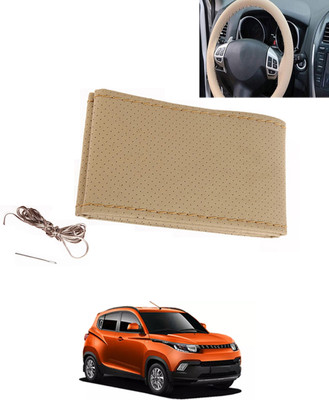 MATIES Hand Stiched Steering Cover For Mahindra KUV100(Beige, Leatherite)