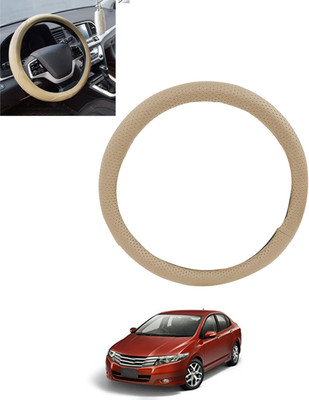 ABJD Steering Cover For Honda Universal For Car(Beige, Leatherite)