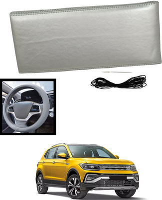 MATIES Hand Stiched Steering Cover For Volkswagen Universal For Car(Silver, Leatherite)