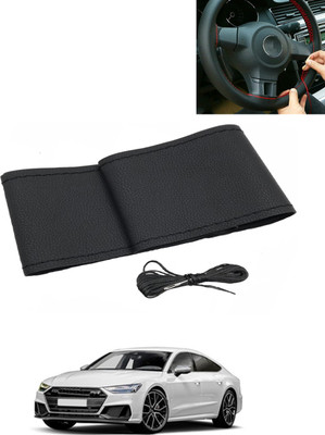 AYW Hand Stiched Steering Cover For Audi S7(Black, Leatherite)