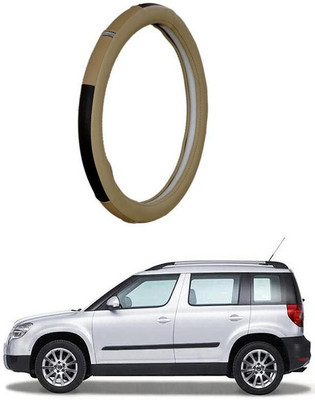 AUTO PEARL Steering Cover For Skoda Yeti(Beige, Leatherite)
