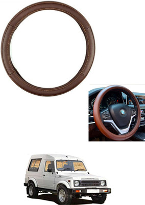 MATIES Steering Cover For Universal For Car Gypsy(Brown, Leather)