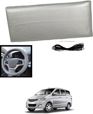 MATIES Hand Stiched Steering Cover For Chevrolet Enjoy(Silver, Leatherite)