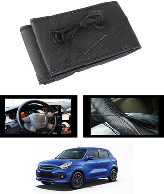 ABJD Hand Stiched Steering Cover For Suzuki Celerio(Black, Leatherite)
