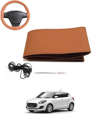 MATIES Hand Stiched Steering Cover For Universal For Car Swift(Tan, Leatherite)