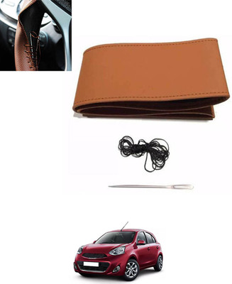 MSNP Hand Stiched Steering Cover For Nissan Micra(Tan, Leatherite)