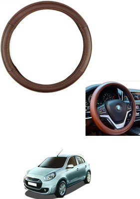 MATIES Steering Cover For Renault Pulse(Brown, Leather)