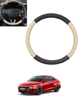 ABJD Steering Cover For Hyundai Verna(Beige, Black, Leatherite)