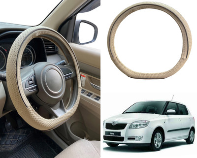 PEEPS STORE Steering Cover For Skoda Fabia(Black, Leatherite)