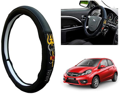 GS Grow n Shine Hand Stiched Steering Cover For Honda Brio(Black, Leatherite)