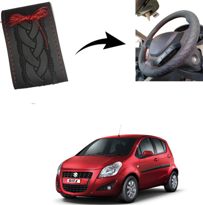 Autoinnovation Hand Stiched Steering Cover For Maruti Ritz(Black, Leather)