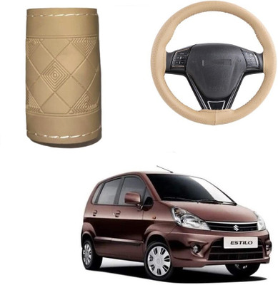 Arnejaa Hand Stiched Steering Cover For Maruti Zen Estilo(Beige, Leather)