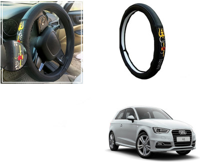 Automotive Prist Steering Cover For Audi A3(Black, Leatherite)
