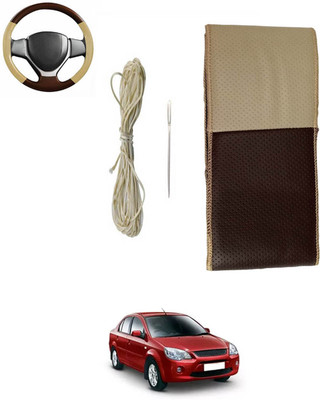 MSNP Hand Stiched Steering Cover For Tata Indica(Beige, Brown, Leatherite)