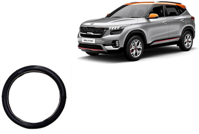 HOTRENZ Steering Cover For Nissan Micra(Steering Cover For Kia Seltos, Black Colour, Leatherite)