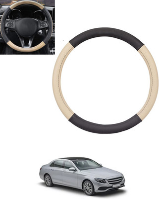ABJD Steering Cover For Mercedes Benz E200(Beige, Black, Leatherite)