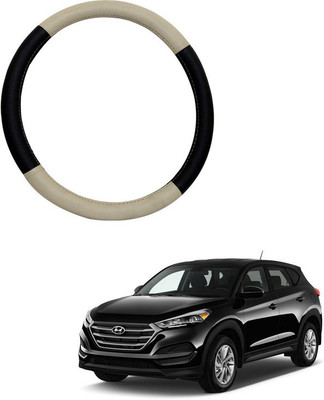 RKPSP Hand Stiched Steering Cover For Universal For Car Tucson(Beige/Brown, Leatherite)