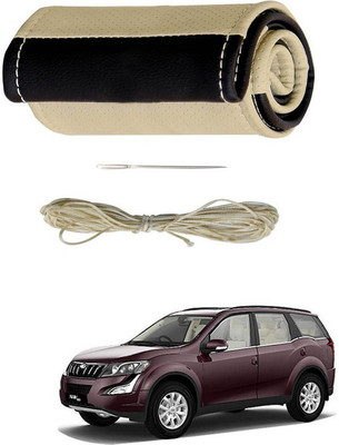 RKPSP Hand Stiched Steering Cover For Universal For Car XUV 500(Beige/Brown, Leatherite)
