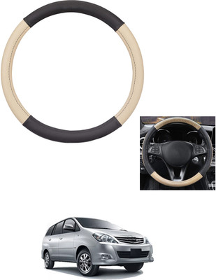 MATIES Steering Cover For Toyota Innova(Beige/Black, Leather)