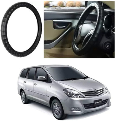 OOLTAH PAHIYA Hand Stiched Steering Cover For Toyota Innova(Black, Leatherite)