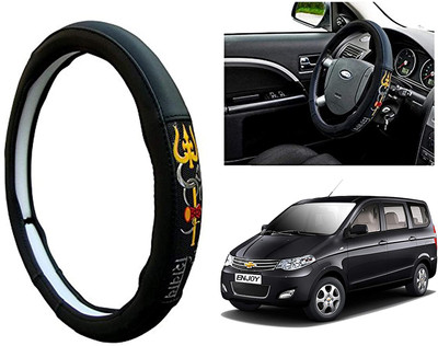 GS Grow n Shine Hand Stiched Steering Cover For Chevrolet Enjoy(Black, Leatherite)