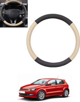 ABJD Steering Cover For Volkswagen Polo GT(Beige, Black, Leatherite)
