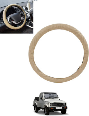 monolive Hand Stiched Steering Cover For Universal For Car Gypsy King(Beige, Leatherite)