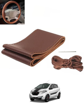 MSNP Hand Stiched Steering Cover For Datsun Universal For Car(Brown, Leatherite)